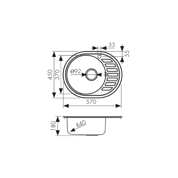 KSS-5745L Мойка из нержавеющей стали KAISER 570*450*180